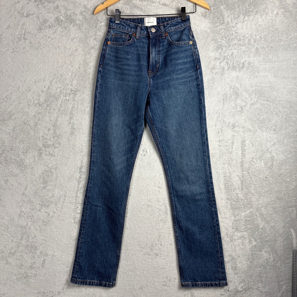 Reformation Jeans Jax High Rise Straight Size 23 Blue Stretch Denim Sustainable